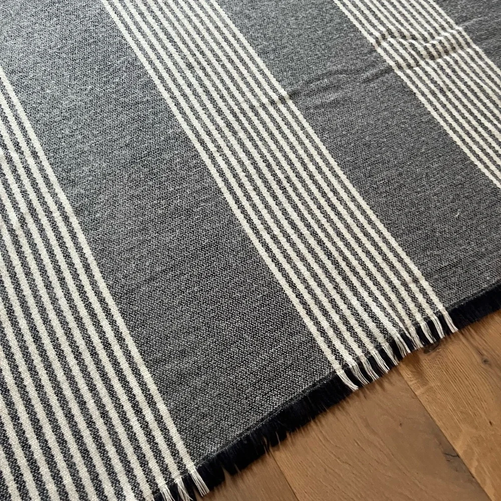Pottery Barn Clover Fringe Striped Throw Blanket farmhouse cottagecore very soft